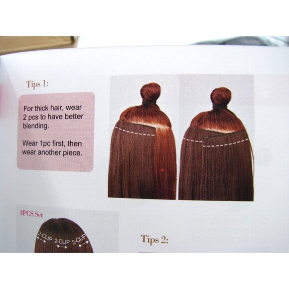 NEW Reecho Chocolate Brown 2pc Clip In Hair Extensions Long Straight Wavy Thick - Picture 6 of 13